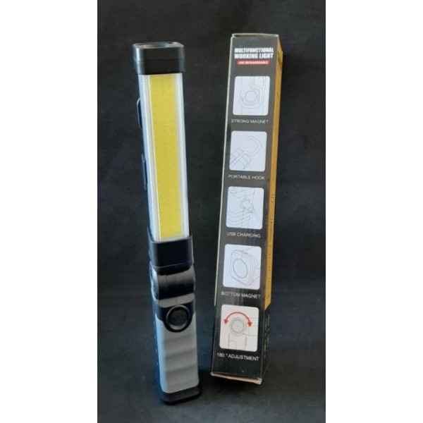 LED Фонарь на аккумуляторе, поворотный, с крючком, на магните